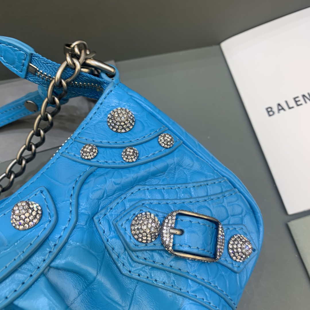 Balenciaga 6940271vg9 le Cagole Mini multipouch en cocodrilo azul-3
