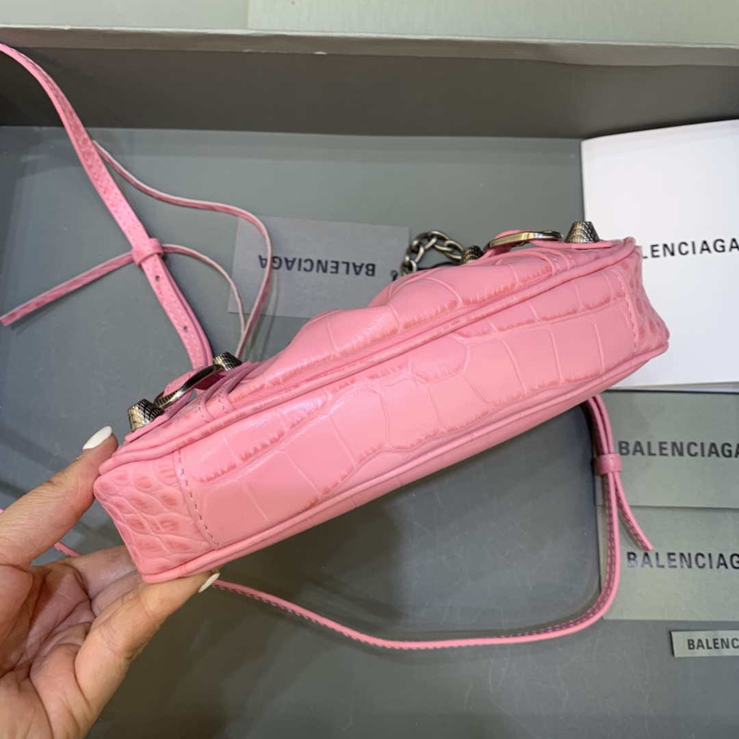 Balenciaga 6940271vg9 le Cagole Mini multipouch en cocodrilo rosa-2