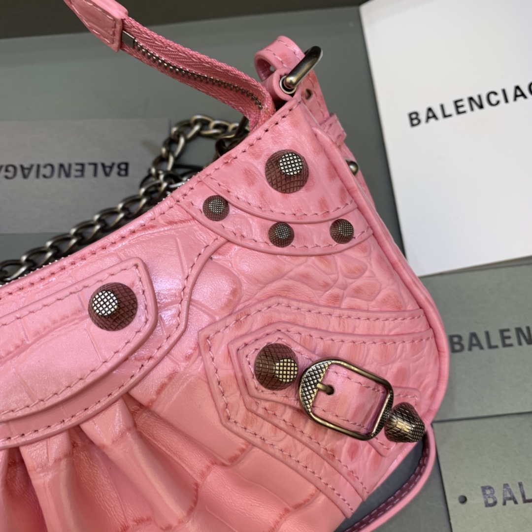 Balenciaga 6940271vg9 le Cagole Mini multipouch en cocodrilo rosa-3