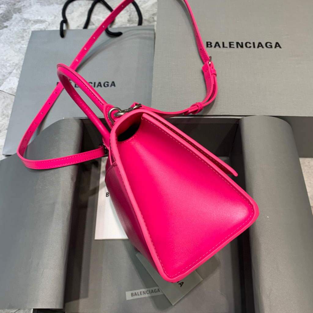 Balenciaga 593546 Hourglass Small Top Many Tope Bols de piel de olla Plum-1