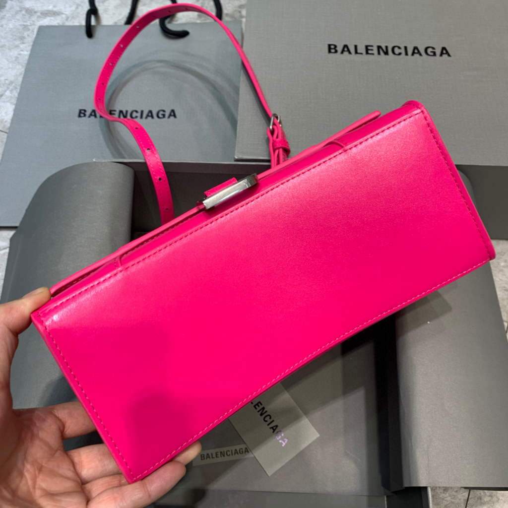 Balenciaga 593546 Hourglass Small Top Many Tope Bols de piel de olla Plum-2