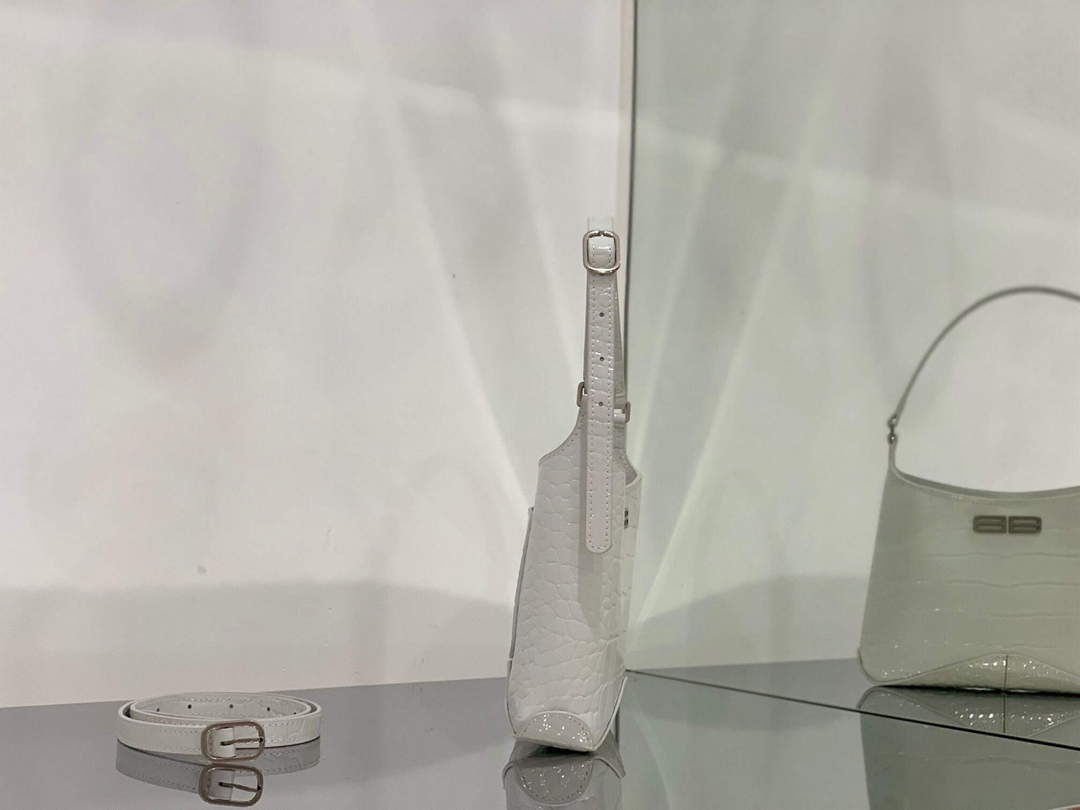 Balenciaga 695589 White White en relieve de cocodrilo de la bolsa del vagabundo XX.-1