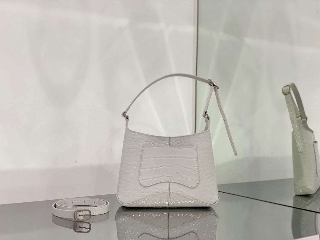 Balenciaga 695589 White White en relieve de cocodrilo de la bolsa del vagabundo XX.-2