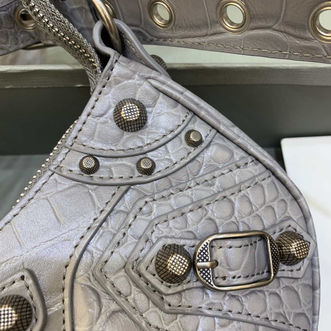 Balenciaga 6940271vg9 le Cagole Mini multipouch en cocodrilo gris-3