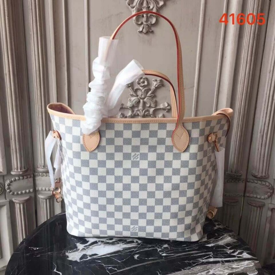 Luis Vuitton Damier Azur Canvas Overfull MM N41605 Pink-3
