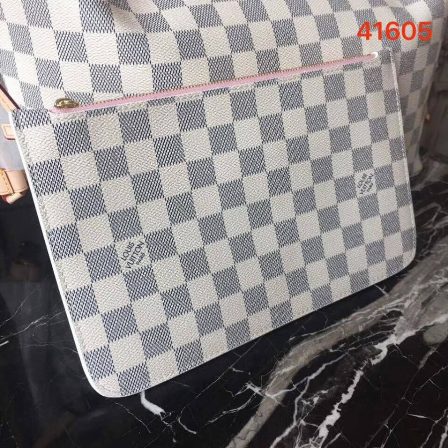Luis Vuitton Damier Azur Canvas Overfull MM N41605 Pink-4