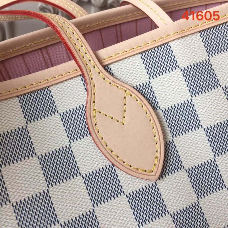 Luis Vuitton Damier Azur Canvas Overfull MM N41605 Pink-5