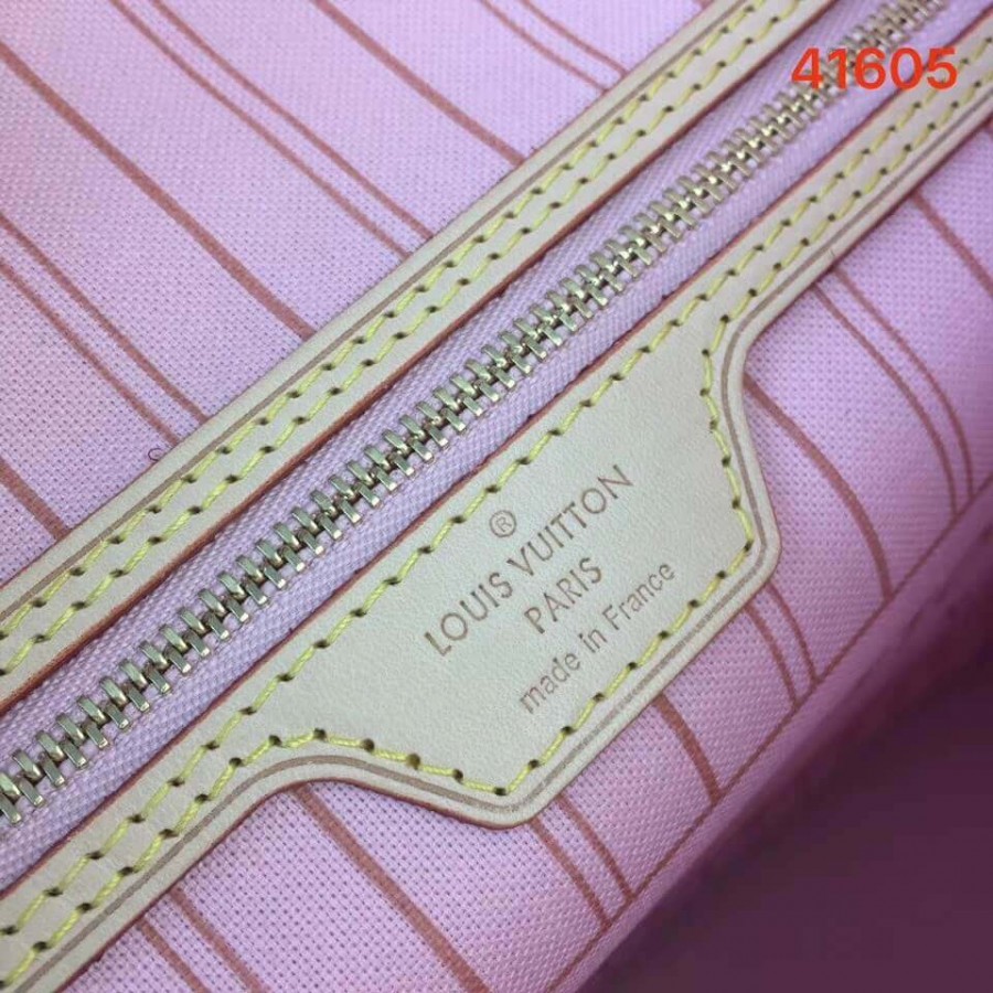 Luis Vuitton Damier Azur Canvas Overfull MM N41605 Pink-6