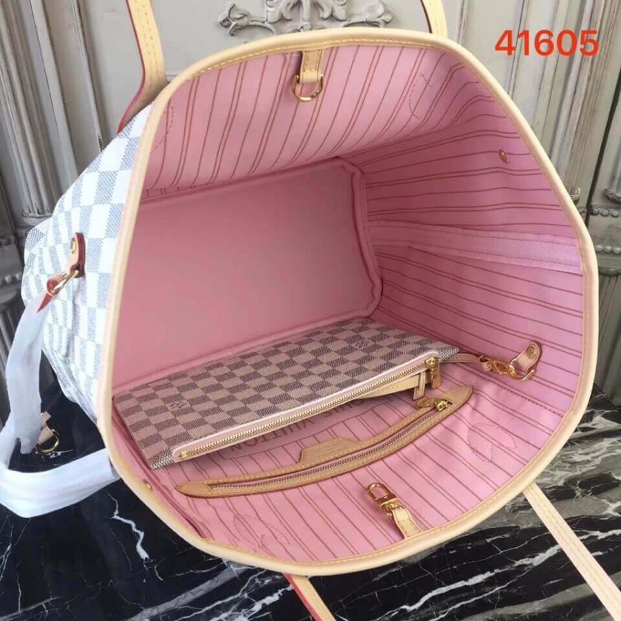 Luis Vuitton Damier Azur Canvas Overfull MM N41605 Pink-8