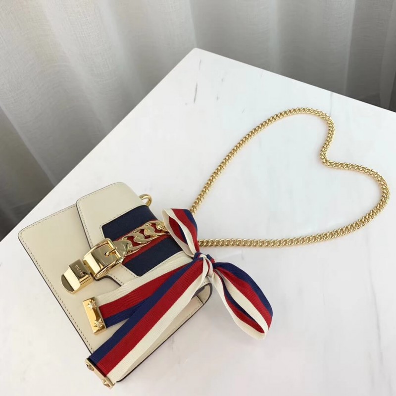 Gucci Sylvie Leather Mini Chain Bolsa 431666-5