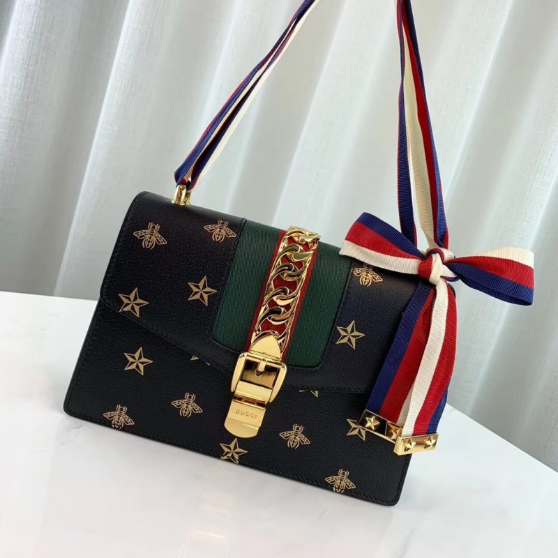Gucci Sylvie Bee Star Small Shoulder Bolsa 524405-1