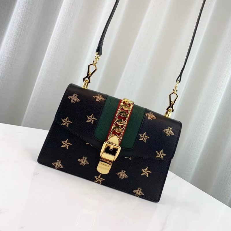Gucci Sylvie Bee Star Small Shoulder Bolsa 524405-2