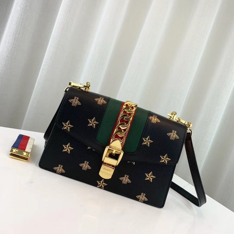 Gucci Sylvie Bee Star Small Shoulder Bolsa 524405-3