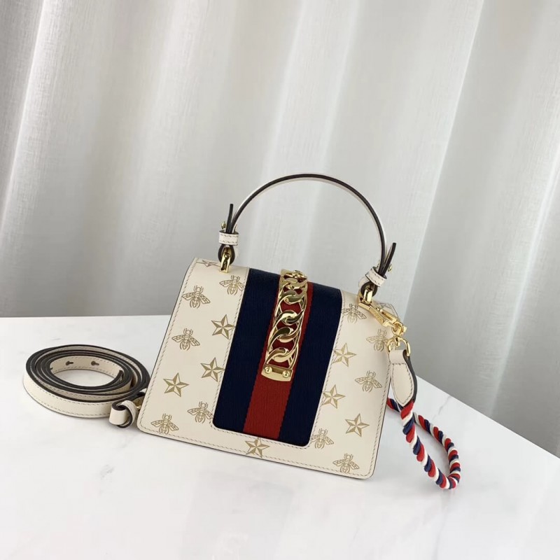 Gucci Sylvie Bee Star Mini Leather Bolsa 470270-2