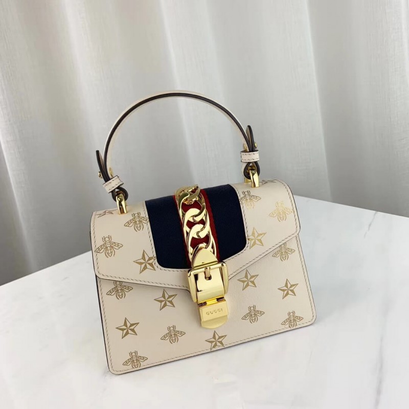 Gucci Sylvie Bee Star Mini Leather Bolsa 470270-6