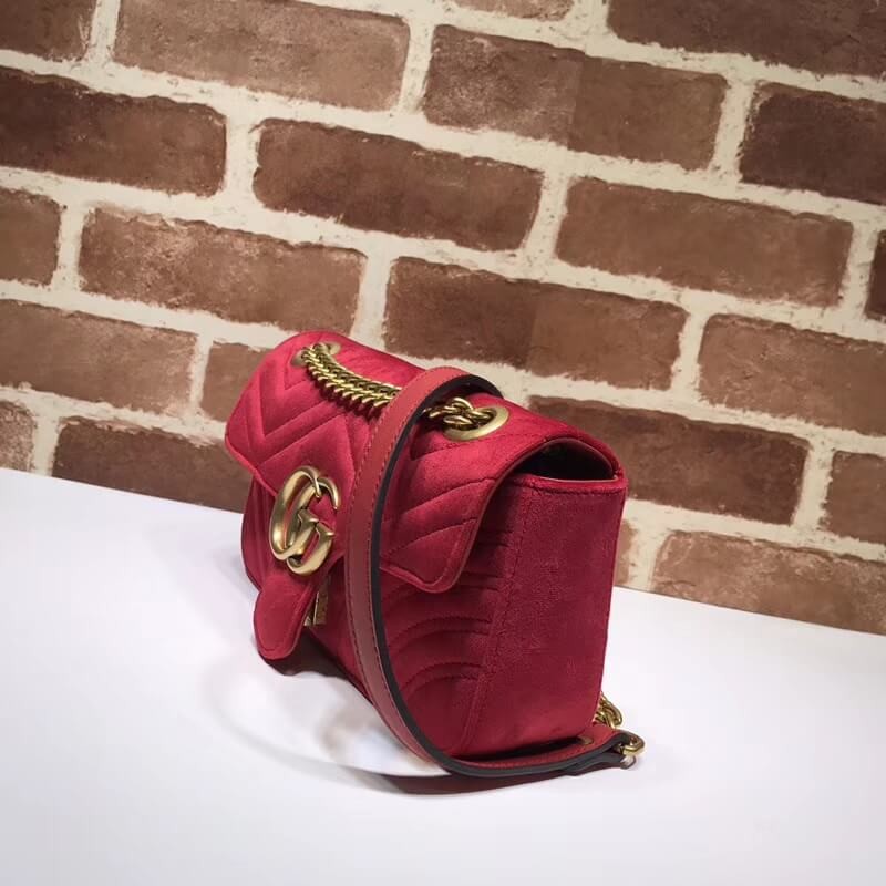Gucci GG Bolso de hombro de terciopelo Marmont 446744-2