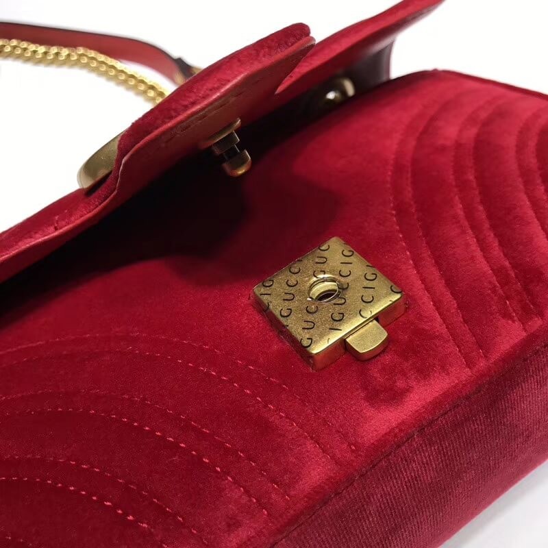 Gucci GG Bolso de hombro de terciopelo Marmont 446744-5