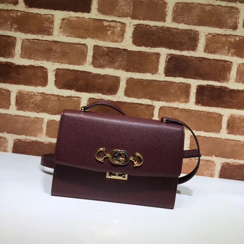 Gucci zumi cuero granuloso bolso de hombro 576388-1