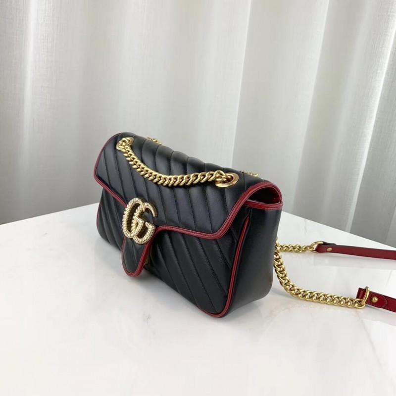 Gucci GG Marmont Bolso de hombro pequeño 443497 Negro-3