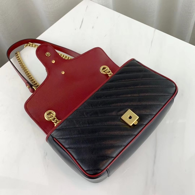 Gucci GG Marmont Bolso de hombro pequeño 443497 Negro-5