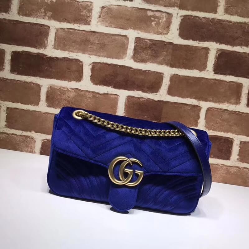 Gucci GG Bolso de hombro de terciopelo Marmont 443497-1
