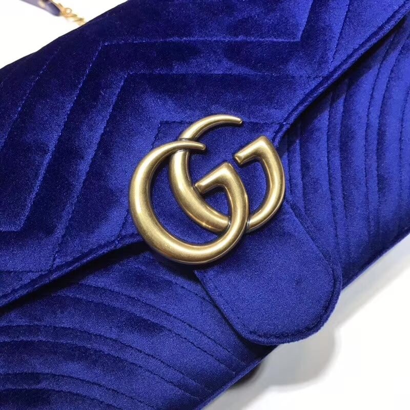Gucci GG Bolso de hombro de terciopelo Marmont 443497-4