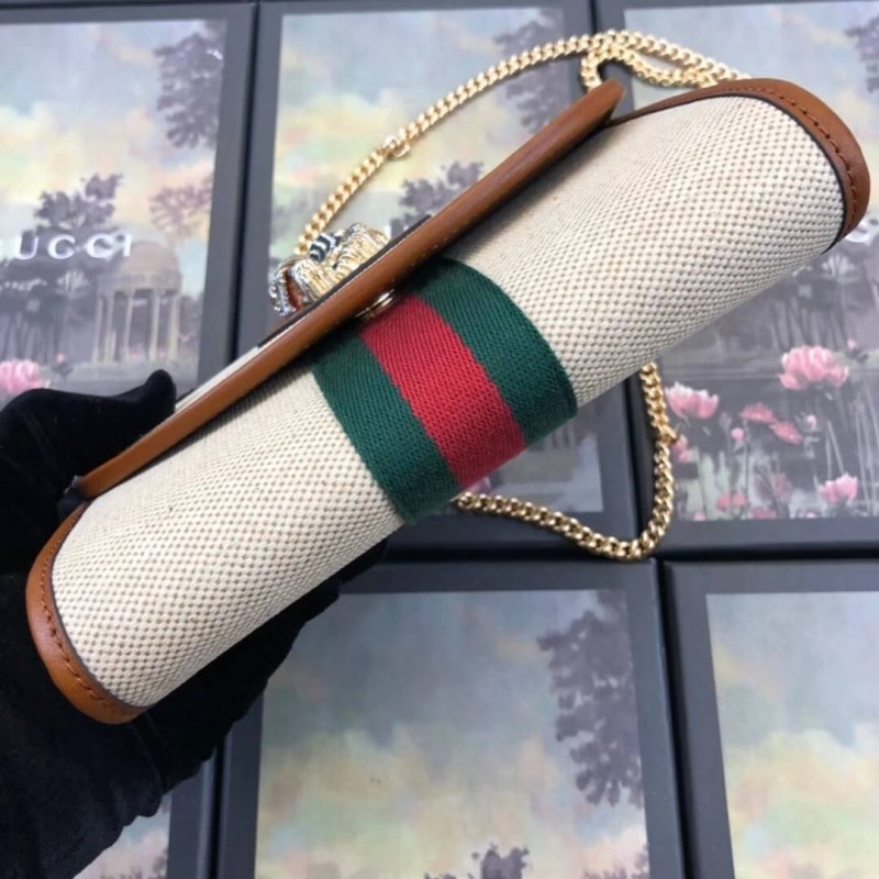 Gucci Vintage Canvas Rajah Mini Bolsa 573797 Beige-2