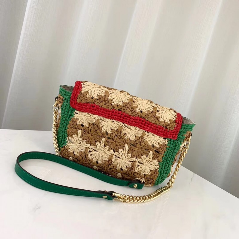 Gucci GG Marmont Raffia Bolsa de hombro pequeño 574433-3