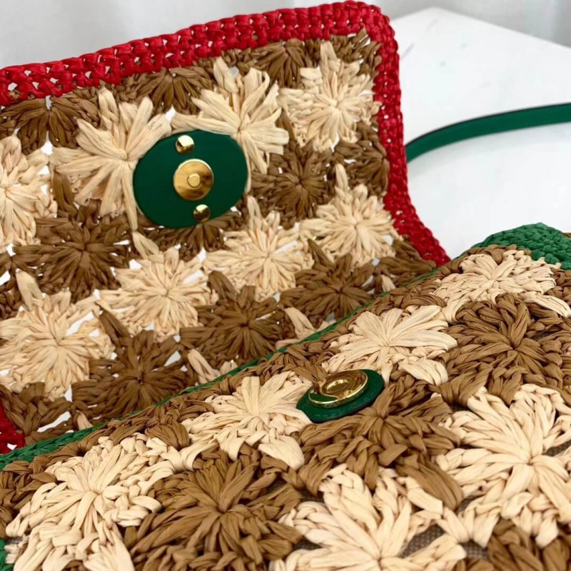 Gucci GG Marmont Raffia Bolsa de hombro pequeño 574433-6