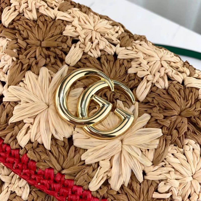 Gucci GG Marmont Raffia Bolsa de hombro pequeño 574433-7