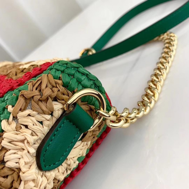 Gucci GG Marmont Raffia Bolsa de hombro pequeño 574433-8