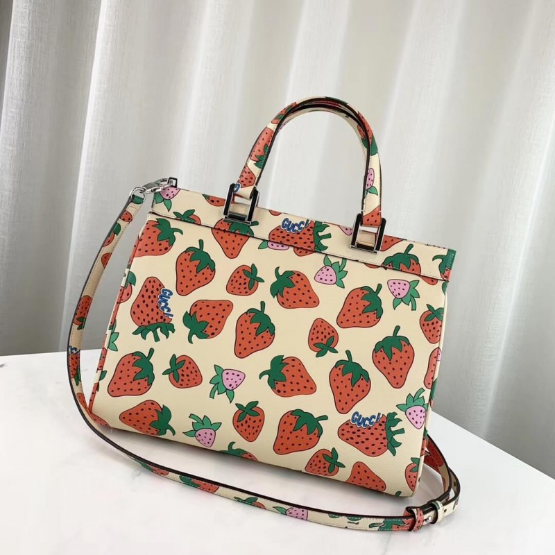 Gucci Zumi Strawberry Print Medium Many Many Bolsa 564714-2