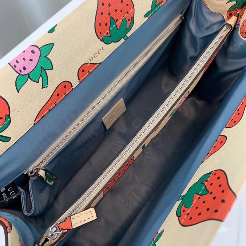 Gucci Zumi Strawberry Print Medium Many Many Bolsa 564714-9