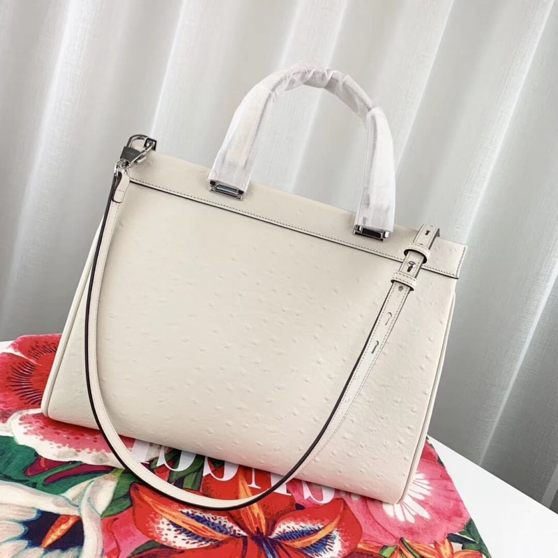 Bolsa de mango de cuero de avestruct de Gucci Zumi Ostrich 564714 White-1