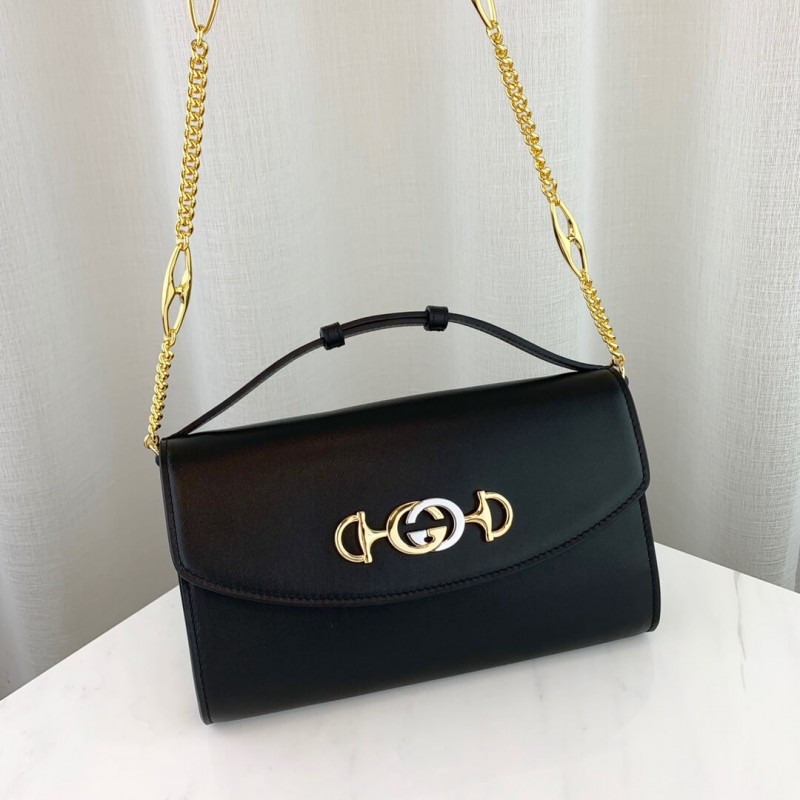 Gucci zumi de cuero liso bolso de hombro pequeño 572375-4
