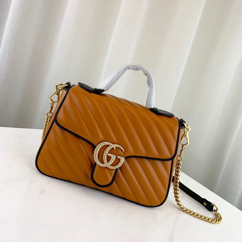 Gucci GG Marmont Small Top Many Bolsa 498110 Cognac-1