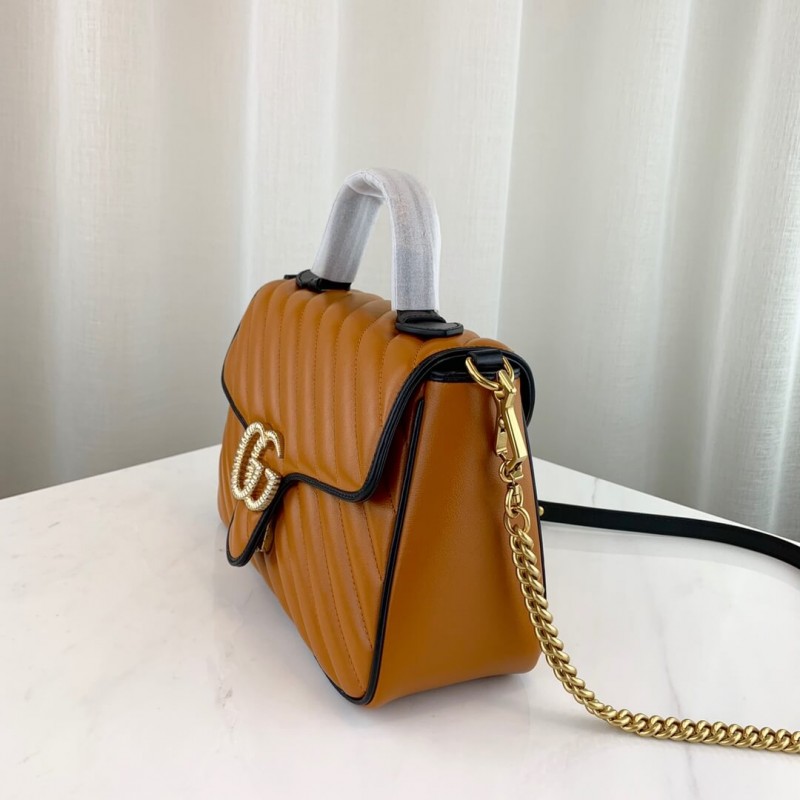 Gucci GG Marmont Small Top Many Bolsa 498110 Cognac-3