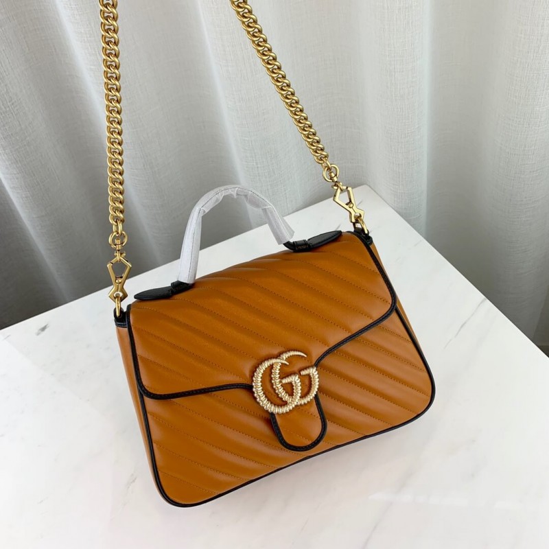 Gucci GG Marmont Small Top Many Bolsa 498110 Cognac-9