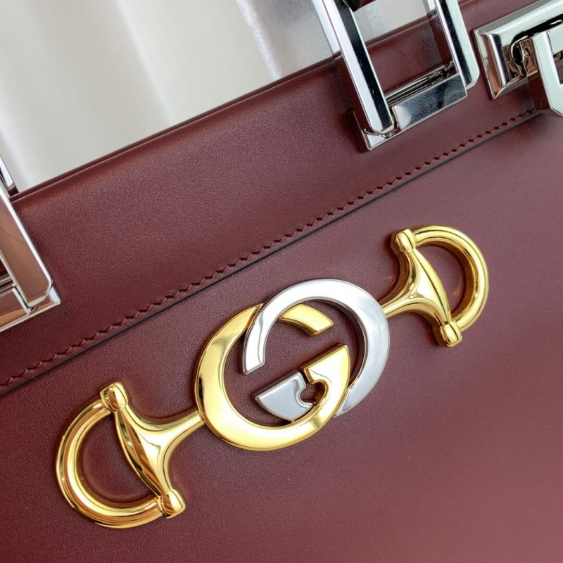 Gucci zumi de cuero liso bolso de mango superior 569712-7