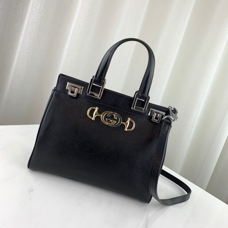 Gucci zumi cuero granuloso bolso de mango superior 569712-1