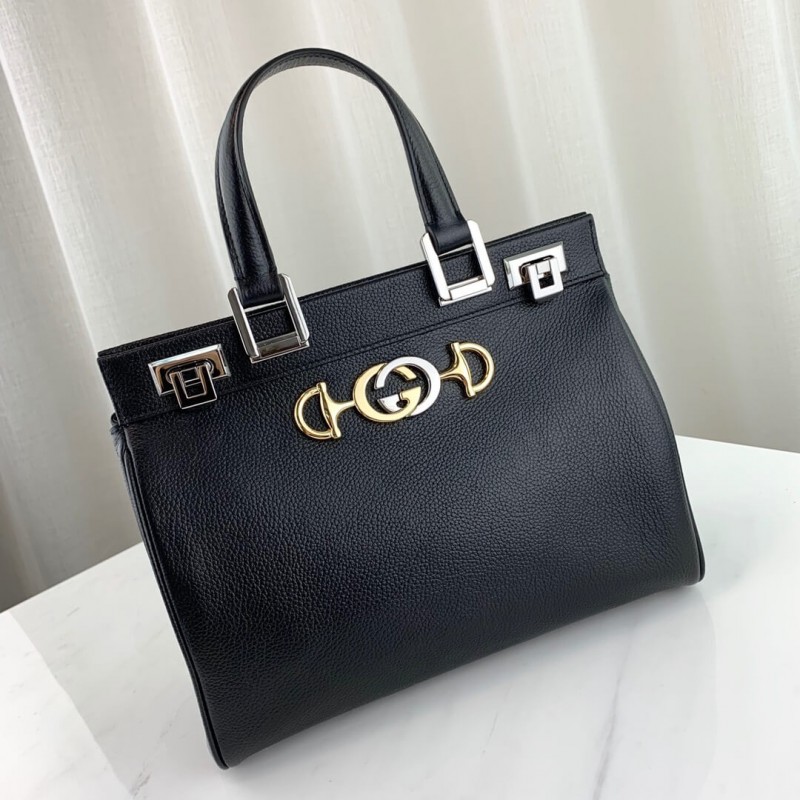 Gucci zumi cuero granuloso bolso de mango superior 569712-4