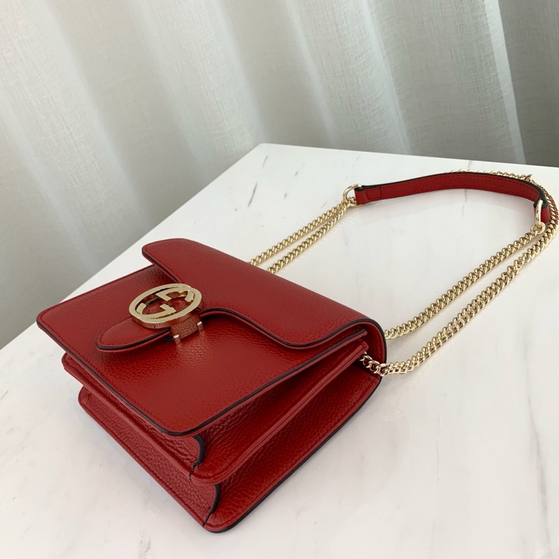 Bolso de cuerpo de cuero de la cadena de enclavamiento de Gucci 510304-10