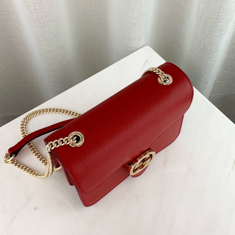 Bolso de cuerpo de cuero de la cadena de enclavamiento de Gucci 510304-15
