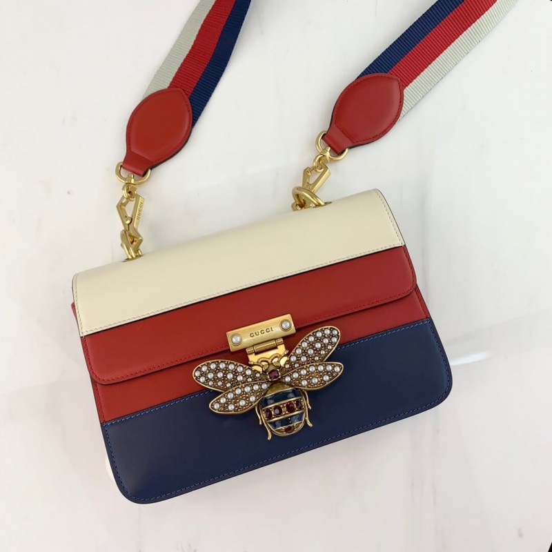 Bolso de hombro de Gucci Queen Margaret 476542 azul/rojo/blanco-1