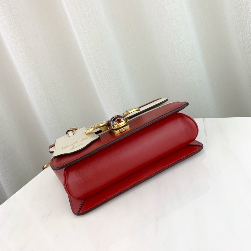 Gucci Queen Margaret Shoulder Bolsa 476542 Rojo/Blanco-4