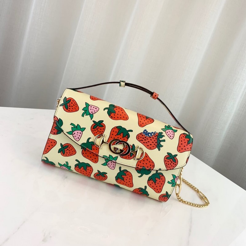 Gucci zumi estampado de fresa pequeño bolso de hombro 572375-1