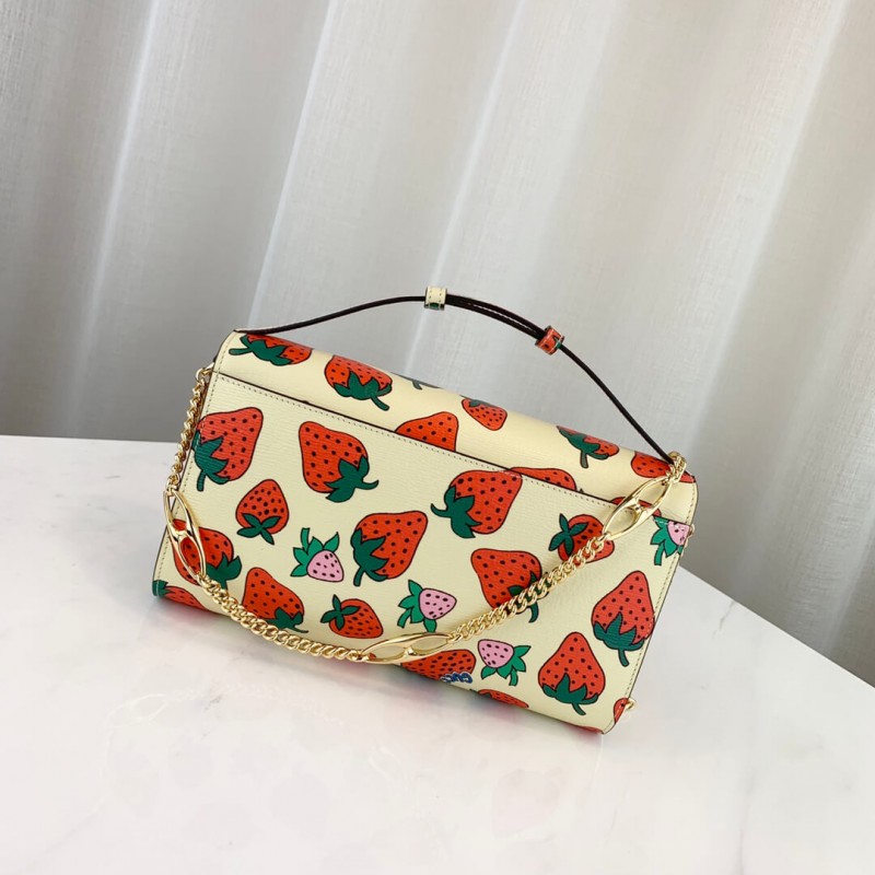 Gucci zumi estampado de fresa pequeño bolso de hombro 572375-2