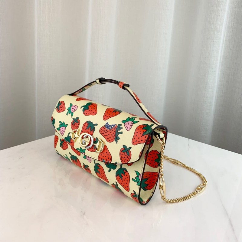 Gucci zumi estampado de fresa pequeño bolso de hombro 572375-4