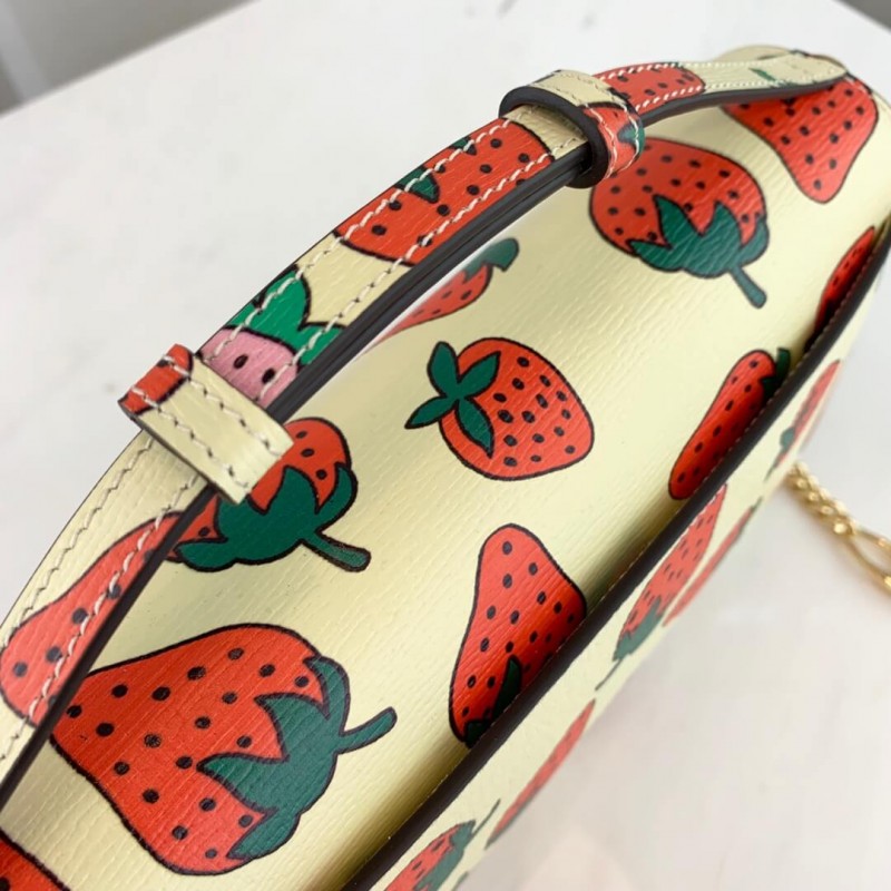 Gucci zumi estampado de fresa pequeño bolso de hombro 572375-5