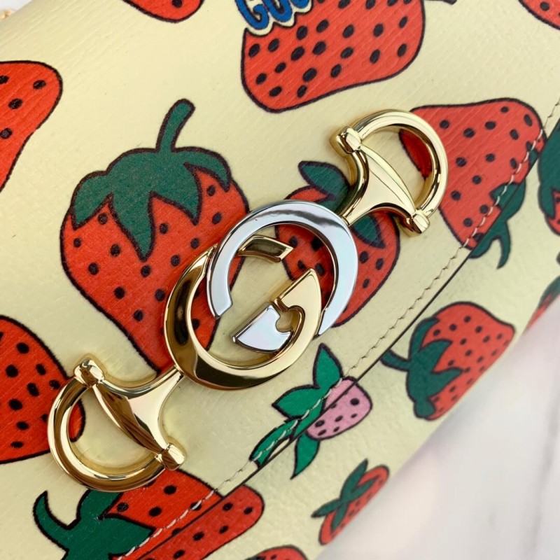 Gucci zumi estampado de fresa pequeño bolso de hombro 572375-6